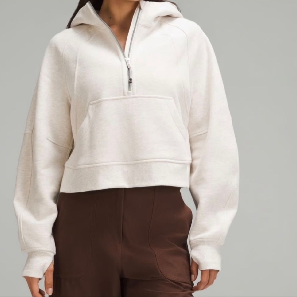 Lululemon Half Zip Hoodie Scuba Heathered Bone